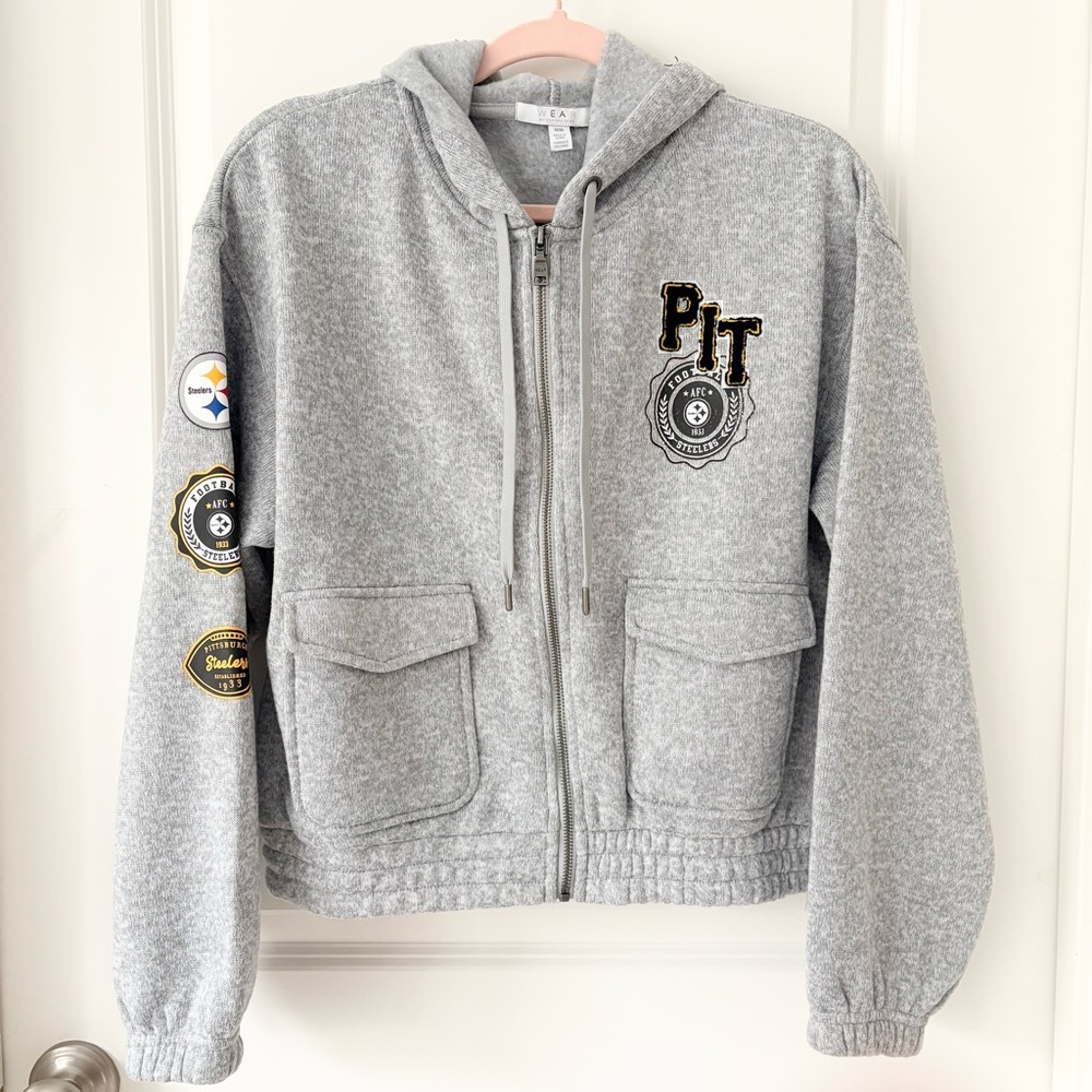 Pittsburgh Steelers Gray Hoodie Jacket Med NWOT